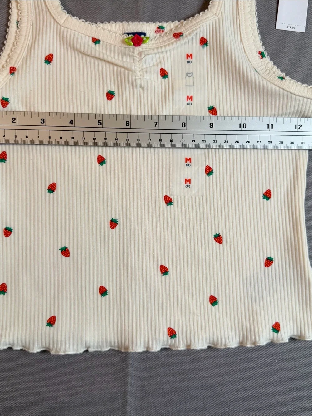 Old Navy Girls szM(8) Cream Ribbed Tank with Red Strawberry Print NEW WITH TAGS